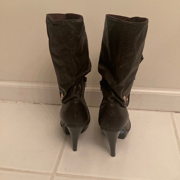 Rocawear High Heeled Boots Woth Gold Brass Snap Buttons & Side Zippers - Picture 5 of 11